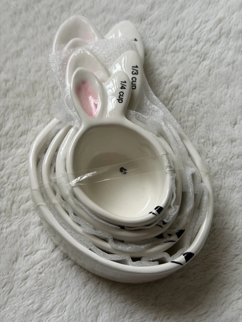 Bunny Measuring Cups - White with Pink Ears
